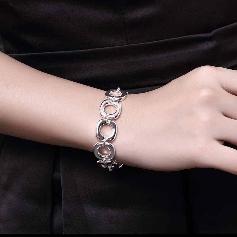 925 Silver Square Toggle Clasp Bracelets Chains For Men Silver Jewelry