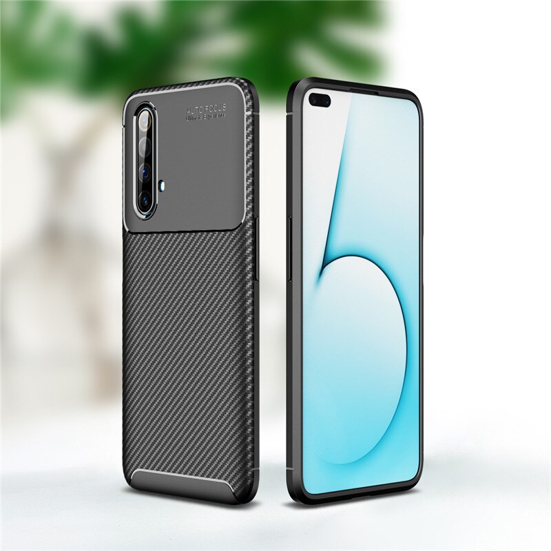 Carbon Fiber Case For Realme X3 SuperZoom Case Full Protection Soft Silicone Back Cover For Realme X3 SuperZoom Frosted Case: Black