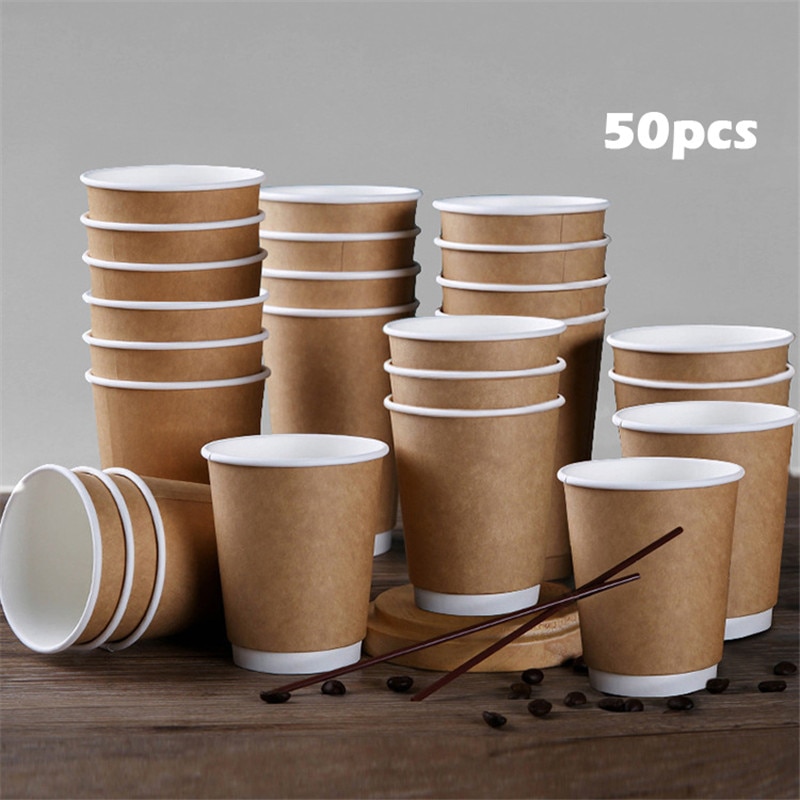 50 Stuks 280 Ml Wegwerp Papier Cup Home Office Drinken Houder Anti-Brandwonden Koffie Water Cups