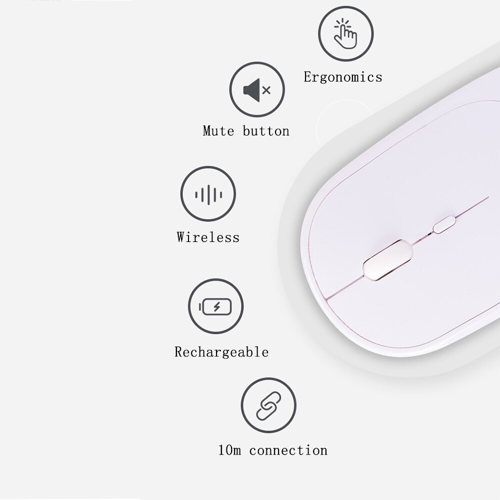 Wireless Silent Mouse Charge Bluetooth-Compatible For MacBook PC iPad 2 Modes Selected Bluetooth 4.0+USB/Only Bluetooth Mouse