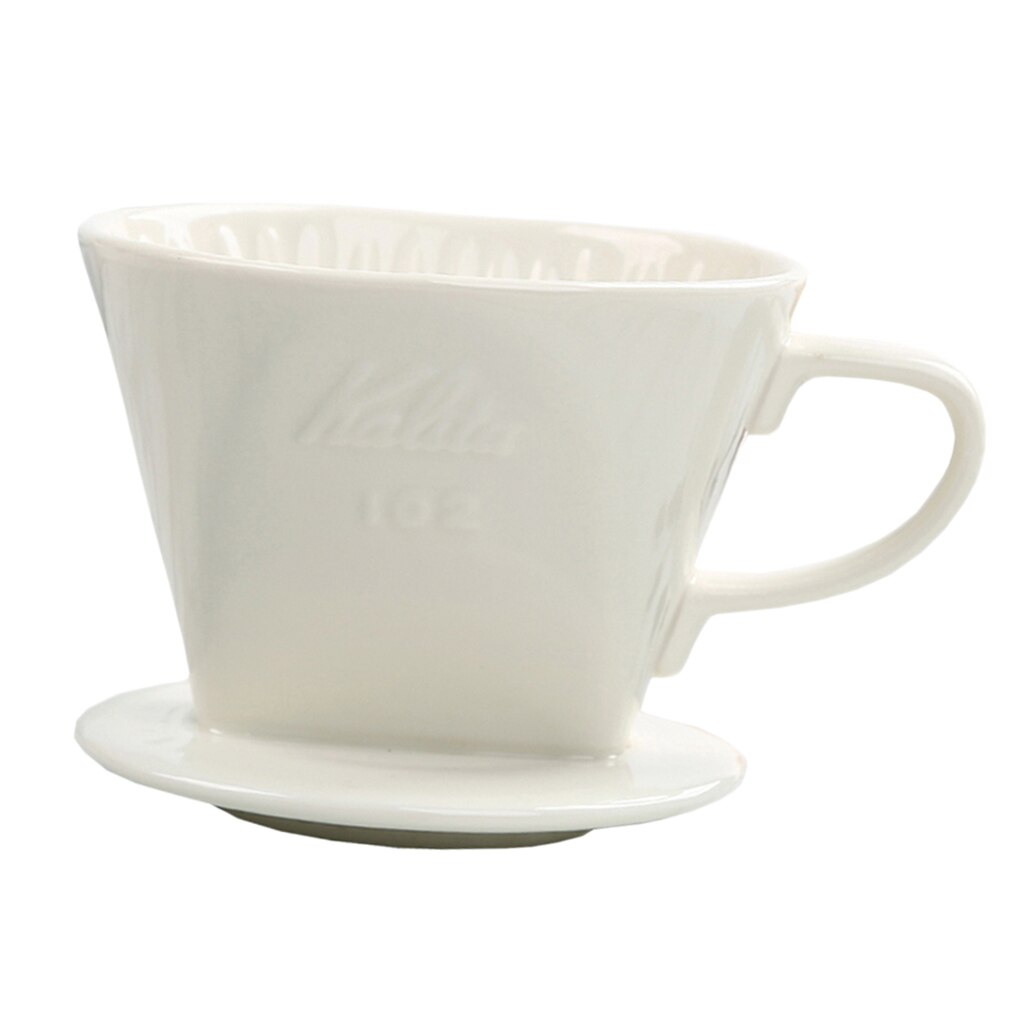 Ceramic Manual Drip Coffee Filter Cone with Cup Holder (White, 200ML - 300ML)
