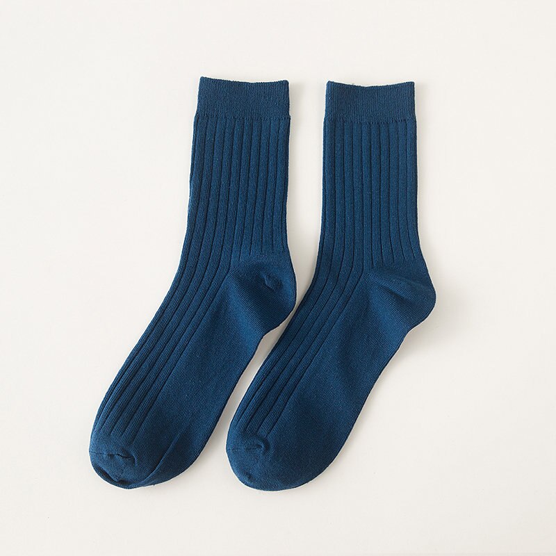 Socks for men cotton solid color crew sock Unisex male mark formelle socks spring summer man casual socks meias: Blue