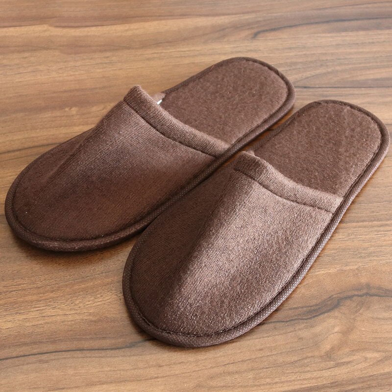 Autumn Winter Women Men Slippers Bottom Soft Home Shoe Portable Home Disposable Flip Flop Comfortable Shoe Slippers: Coffee