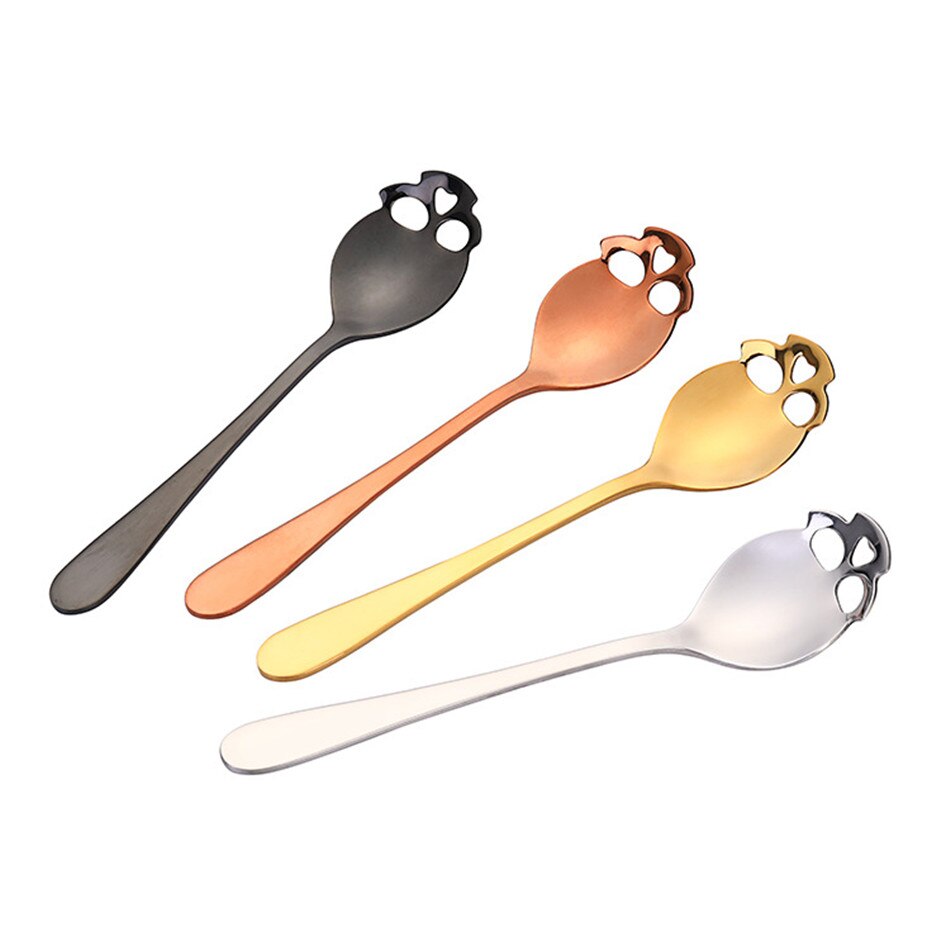 VOGVIGO cuchara en forma de cráneo cucharas de café de acero inoxidable postre helado dulces cucharilla noticias
