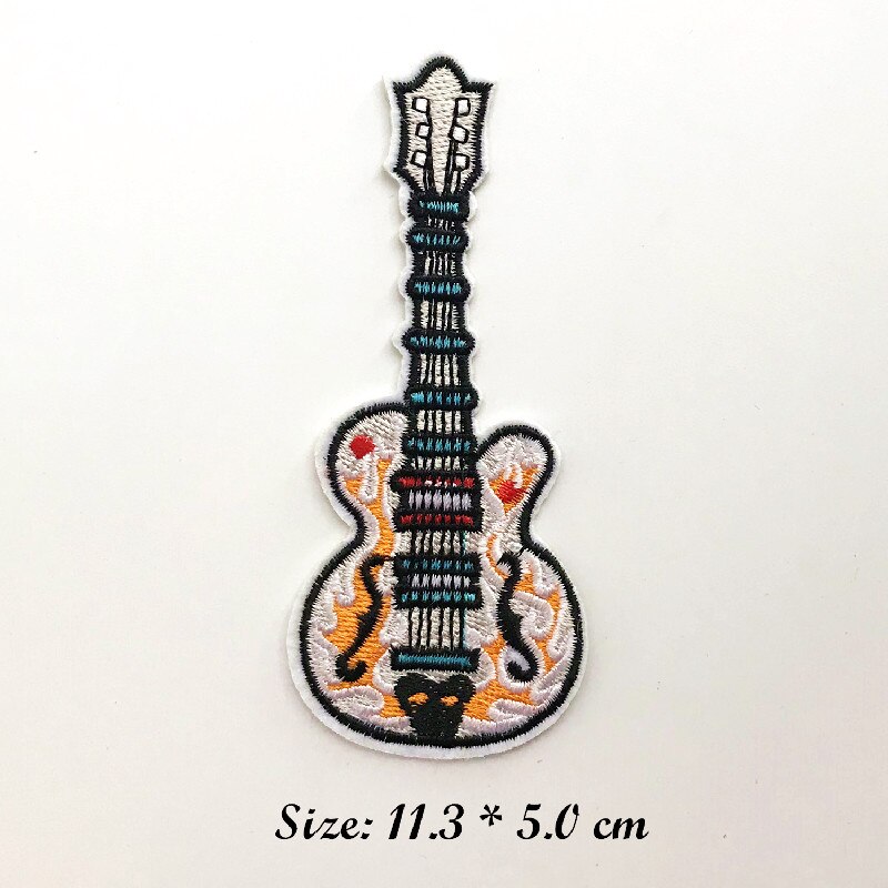 Guitar Punk Rock Guitar Band Patches Badges Amazing Embroidered Applique Stickers individual personality Clothing: antique silver