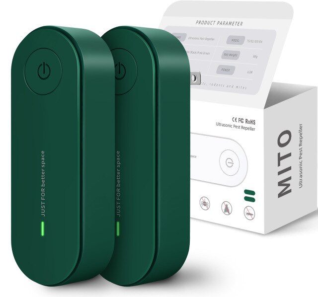 XIAOMI MITO Ultraschall Insekten Abweisend Elektronische Mückenschutz Mäuse Spinne Kakerlake Insektizid Schädlingsbekämpfung 2 Pack: Add UK  Adapter / 2 Pack green