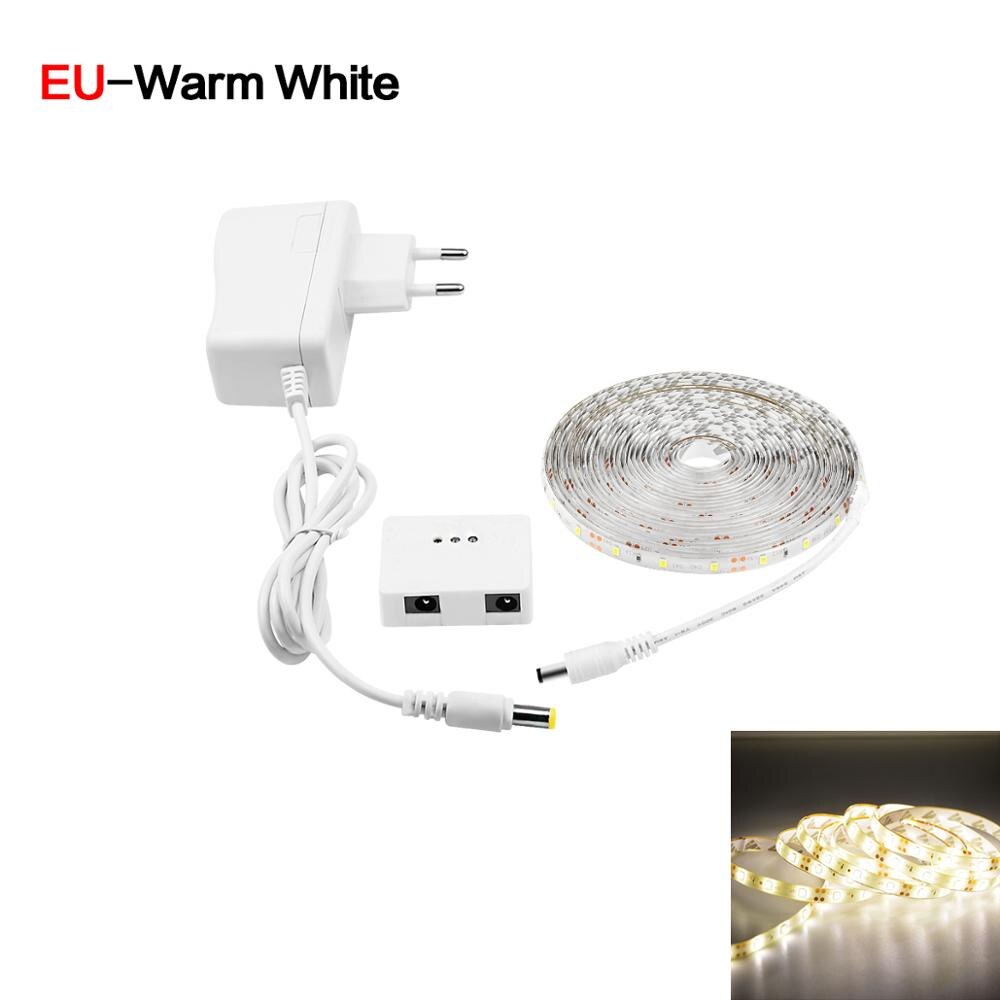 1 M 2 M 3 M 4 M 5 M LED Strip Tape Met Dimbare Hand Sweep Sensor Schakelaar Night licht DIY Kast Keukenkast verlichting Kledingkast lamp: Warm White-EU Plug / 3m
