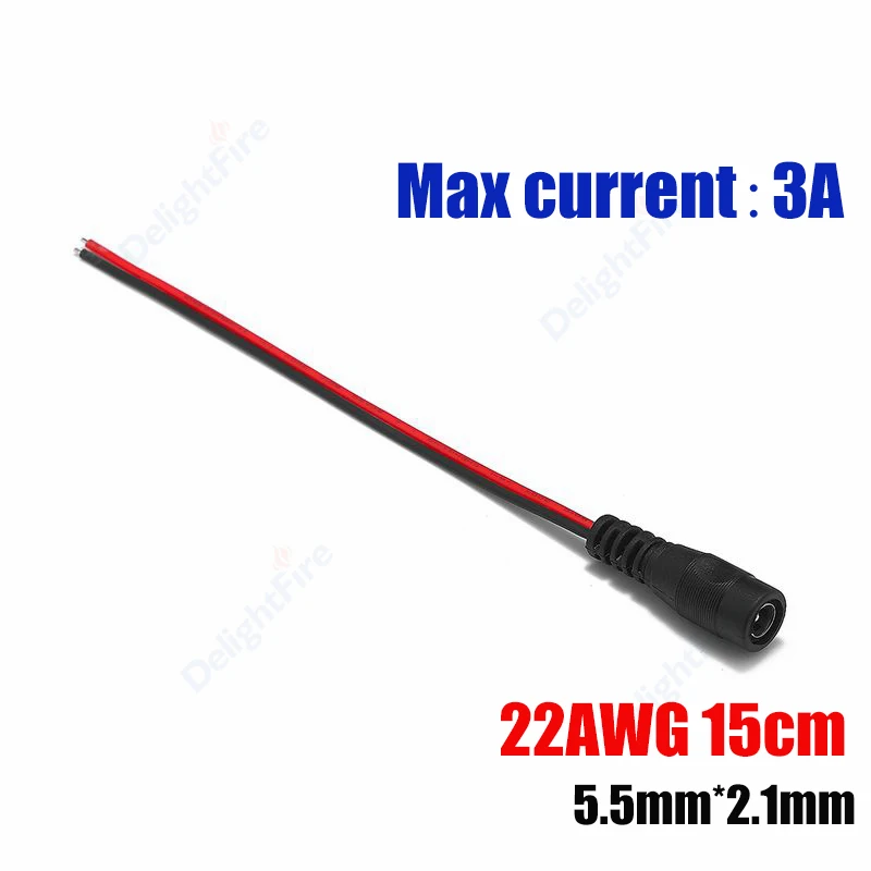 Cable de alimentación CC pelado 22 20 18 AWG macho hembra 12V adaptador conector Pigtail de repuesto para altavoz tira LED cámara CCTV
