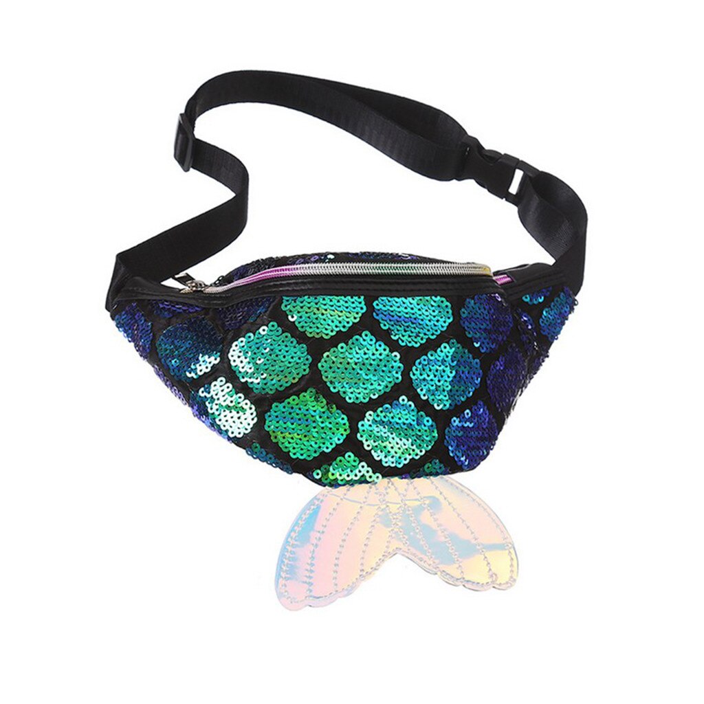 Frauen fanny Pack Bunte Pailletten Taille Tasche Brust Beutel Schulter Gürtel Tasche Meerjungfrau Schwanz Beste Für Mädchen p15: grün