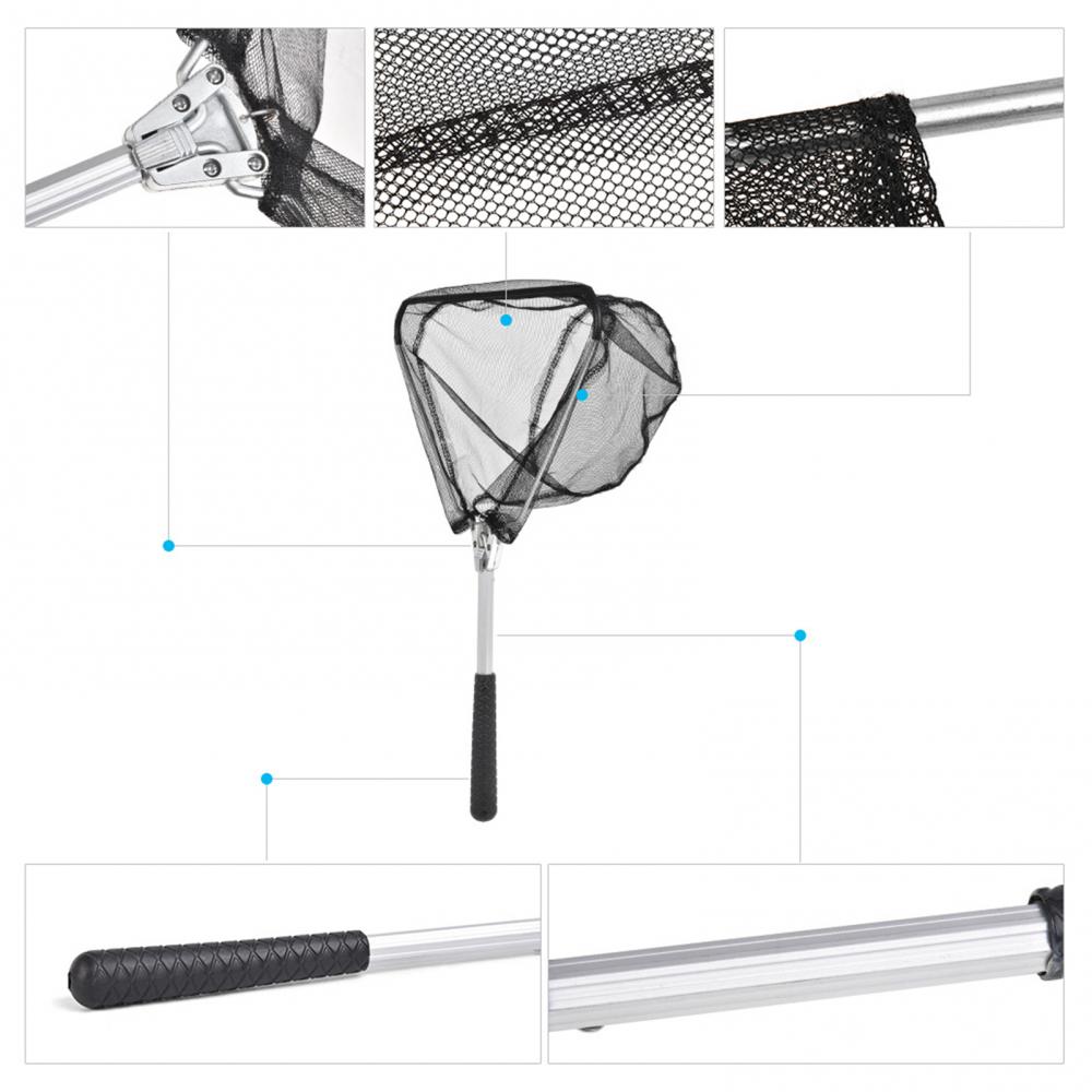 Aluminum Alloy Folding Net Foldable Triangle Retractable Fishing Telescoping Landing Pole Landing For Fly Fishing