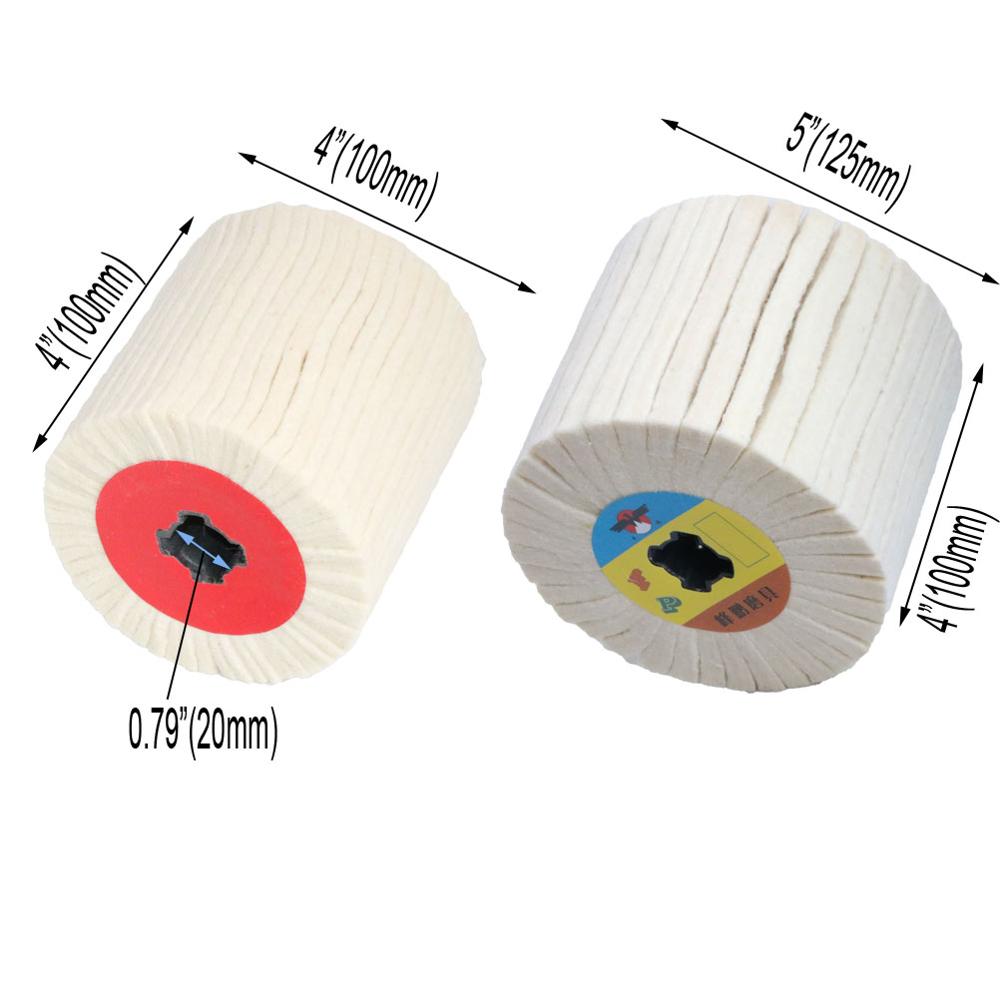 1PC Wool Felt Wire Drawing Polishing Wheel Cotton Burnishing Drum Wheel 100/120mm Buffing Wheel For Wire Drawing Machine