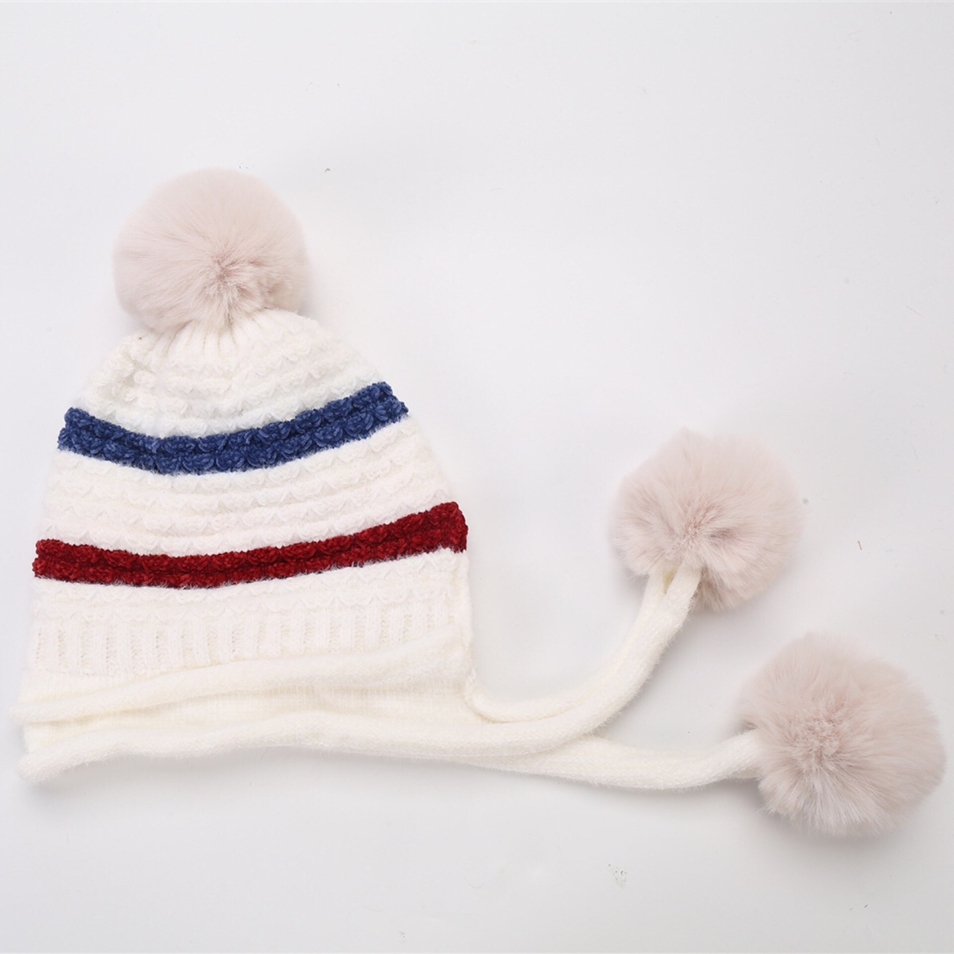 Gorro de punto de terciopelo para mujer, gorro grueso de estilo Ruso, negro, azul marino y blanco, cálido, novedad de otoño e invierno,: Blanco