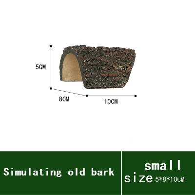 Reptiltillbehör simulering bark dodge grotta harts material träd hål fångstlåda landskapsarkitektur ödla vaktar palatsboet: Ljusgrön