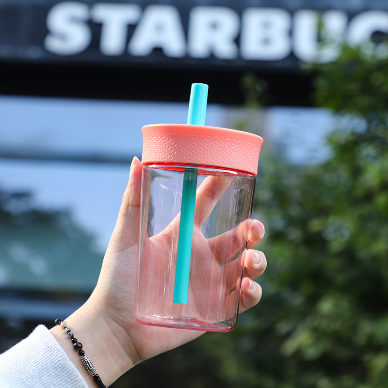 12oz klare isolerede kaffekrus med sugerør - lækagesikker bilkrus, juice, vand og iskaffekopper, krus, drikkeglas, bpa-fri: Rød