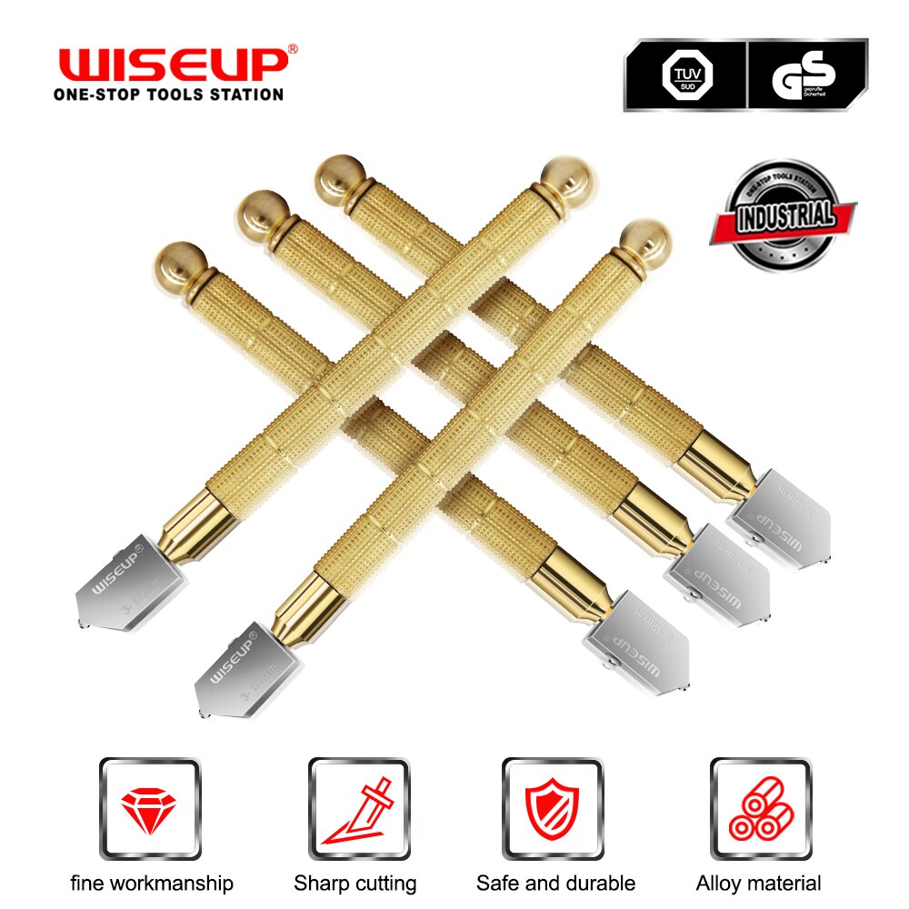 WISEUP-cortador de vidrio , herramienta de mano con mango de aleación antideslizante, suministro de aceite, corte de vidrio portátil para el hogar, 1 pieza, 3-12mm