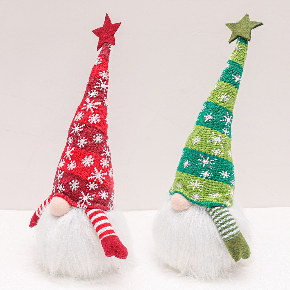 Led ljus randig keps ansiktslös docka jul glödande docka leksaker med stickad mössa xmas gnome svensk dekoration barn