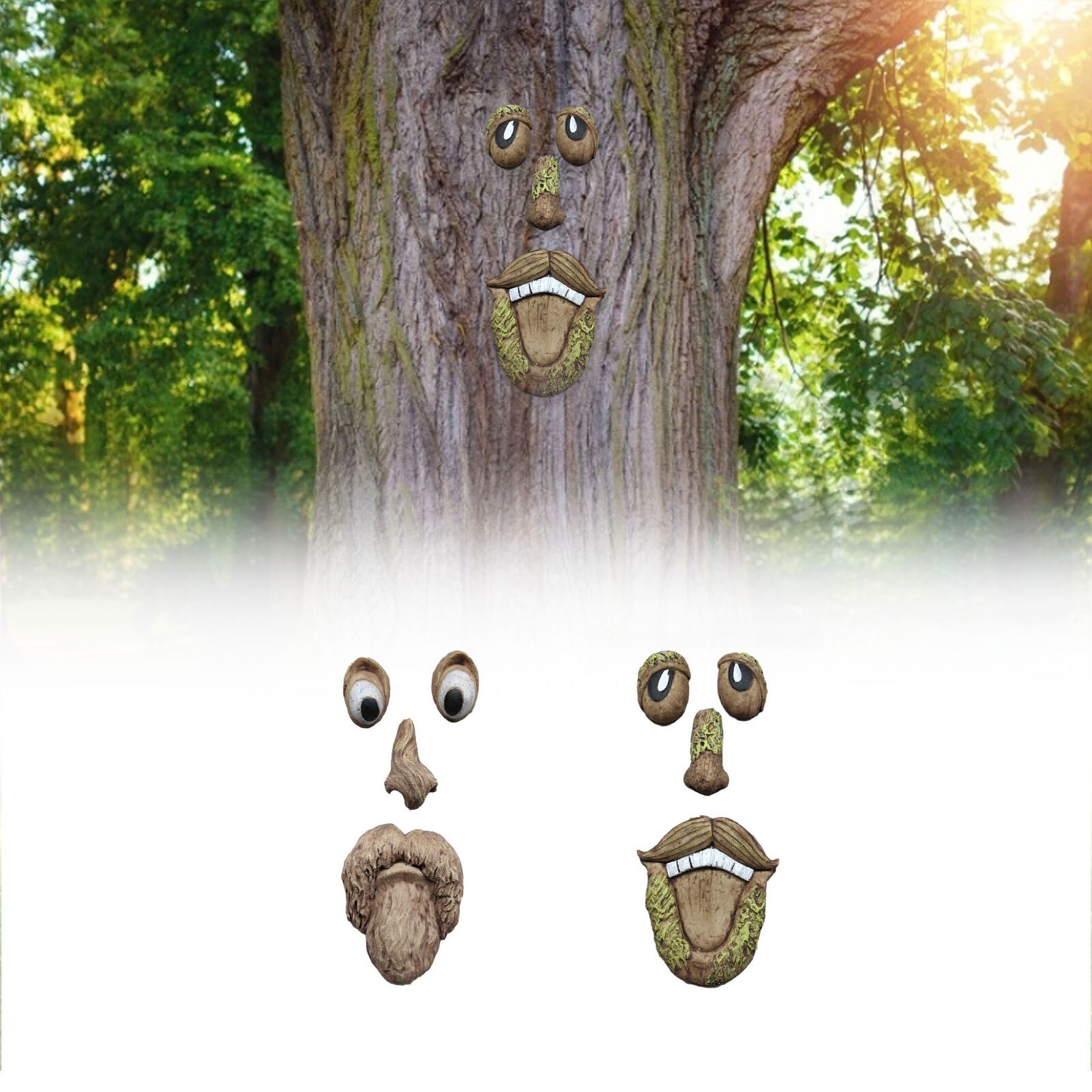 Outdoor Funny Old Man Tree Face Decor Outdoor Funny Old Man Tree Sculpture Yard Art 3D Works Come Alive Garden Peeker