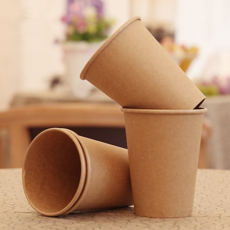 100 stks/pak Kraftpapier Cup Wegwerp Papier Kopje Koffie Melk Drink Paper Cup Huishoudelijke Coffeeshop Levert