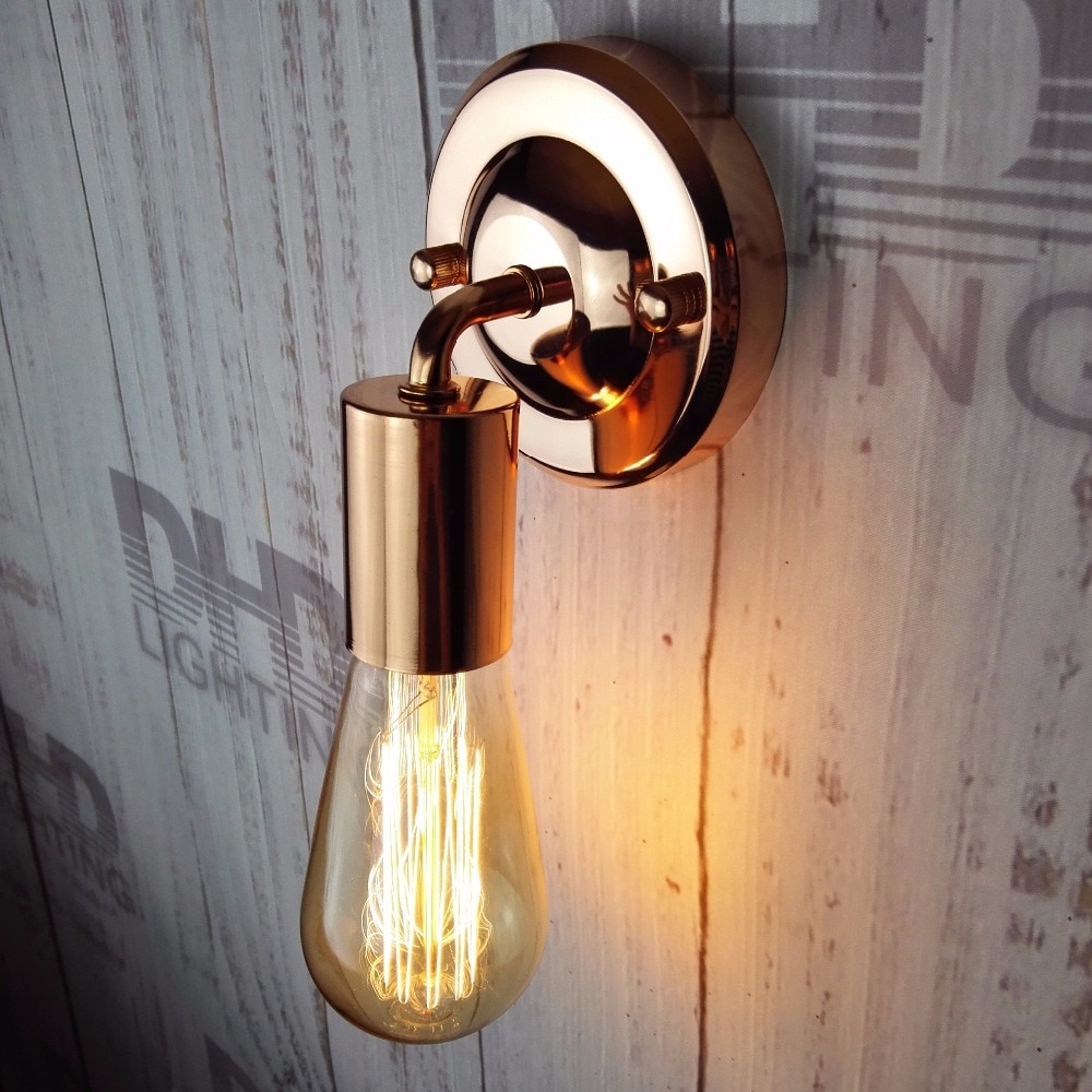 Rose goud afgewerkt DIY Muur lichtpunt E27 plated Loft amerikaanse retro vintage iron wandlamp 90 V-240 V Antieke lamp industriële