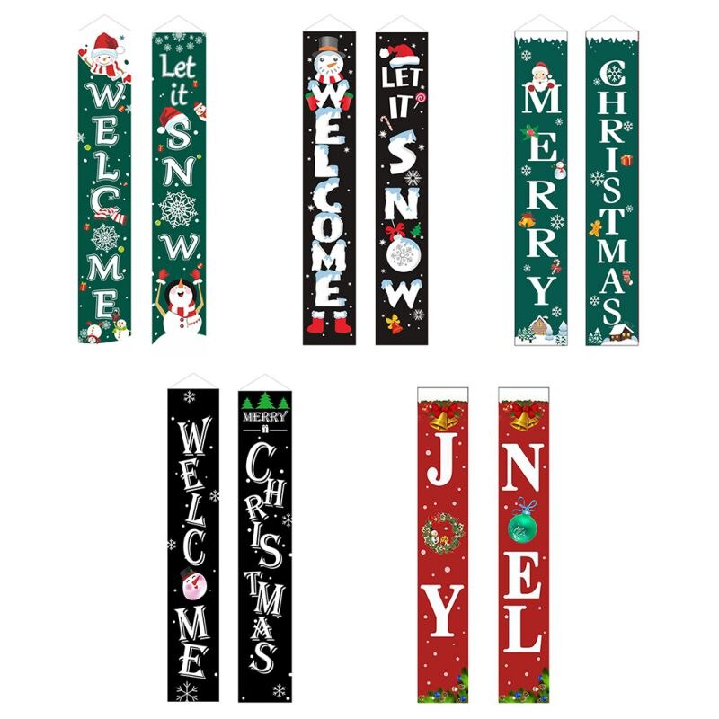 Juledekoration bannere dør veranda dekorative tegn veranda gardin juletræ santa brev sne gardin til hoveddør deco