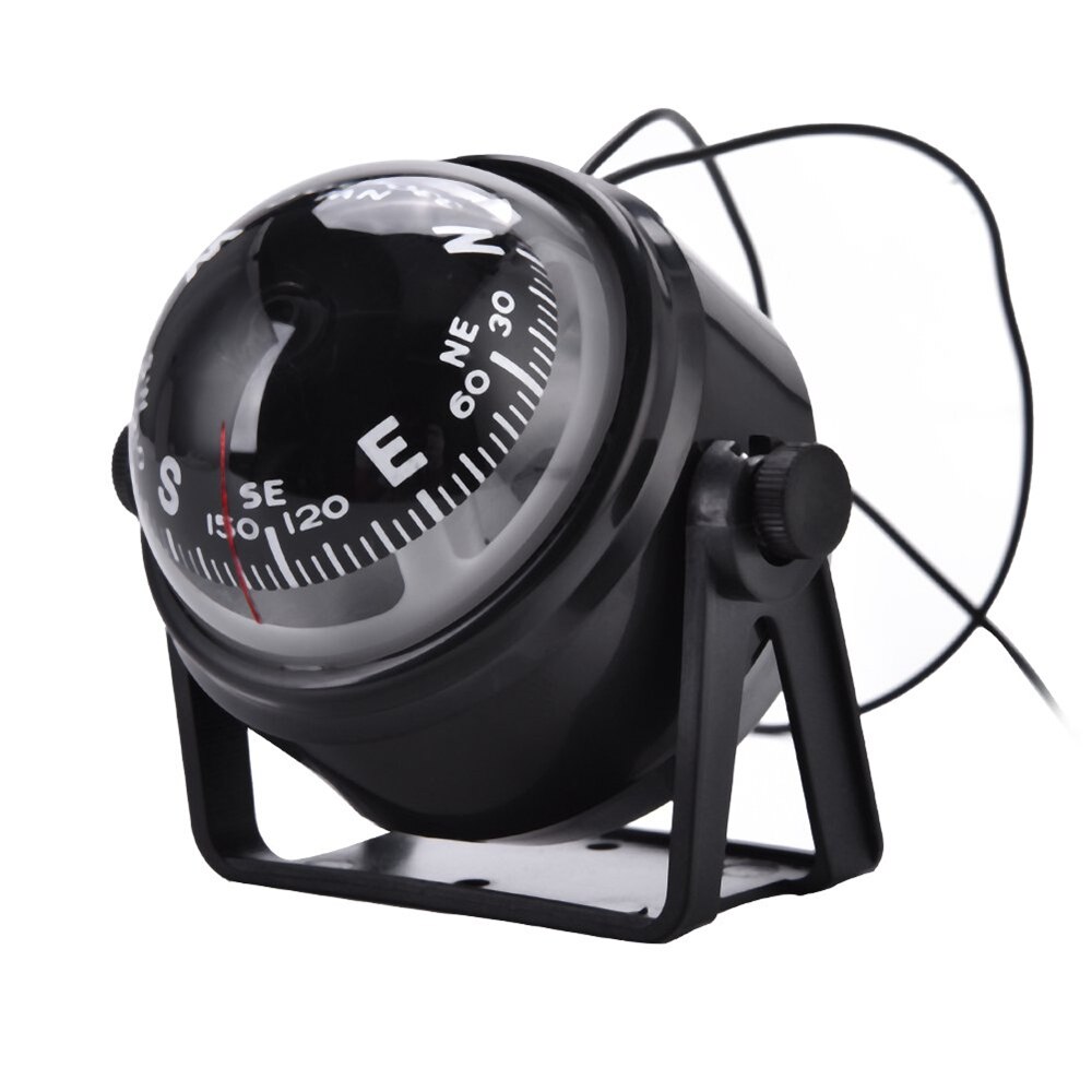 Sea Marine Electronic Digital Compass Boat Caravan Truck Black Car Compass With LED Light 12V