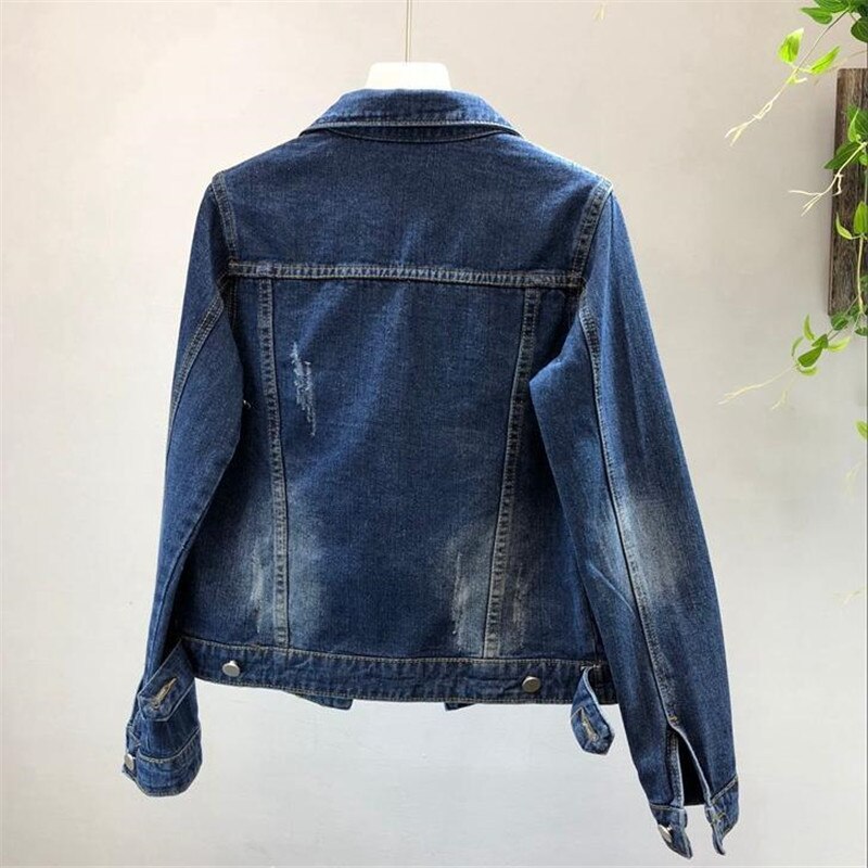 automne femmes Denim veste broderie trois dimensions fleurs perle perle court manteau à manches longues jean veste d'extérieur