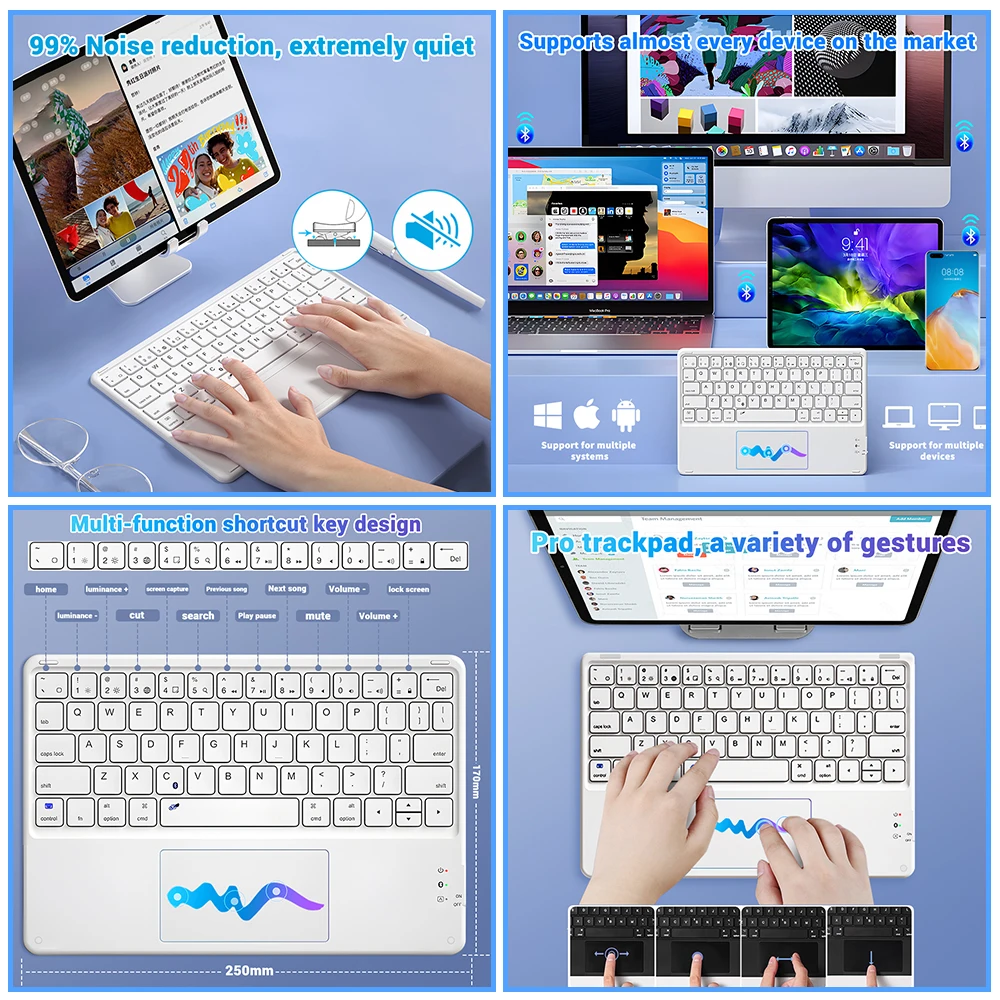 Kawaii Spur Pad drahtlose tastatur für ios Android Fenster Tablette für ipad Luft 4 Mini Profi spanisch arabisch koreanisch russisch tastatur