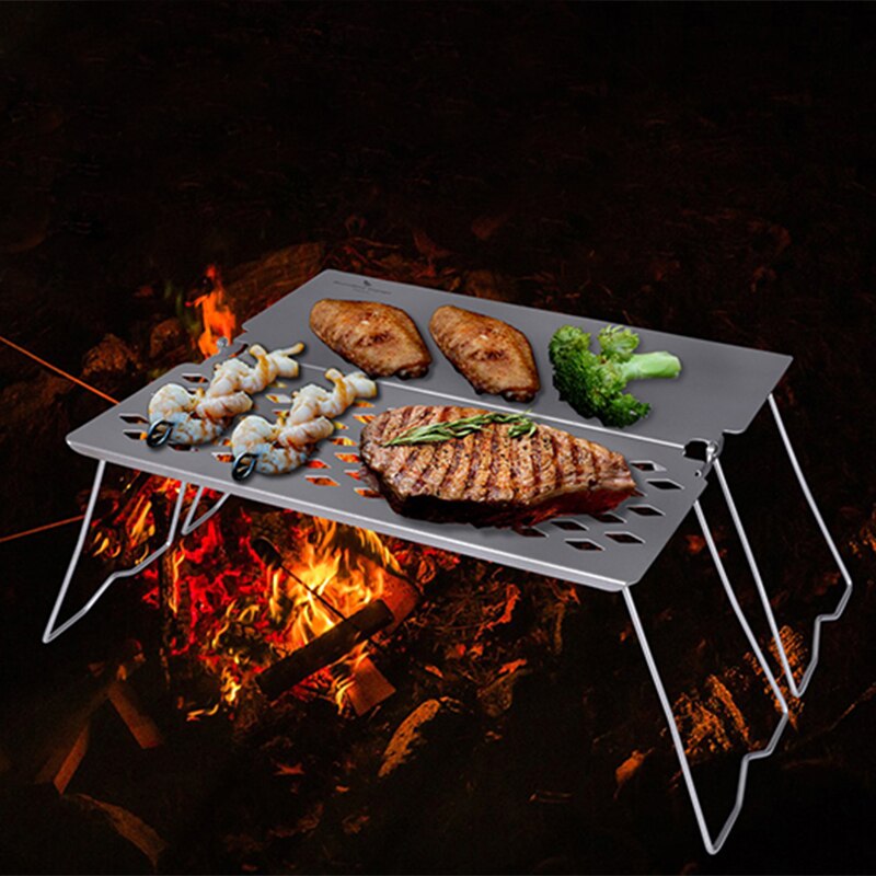Grenzenlose Reise Titan Grill mit Braten Platte draussen Steak BBQ Holzkohle Grill Netto Ultraleicht Faltbare Camping Tisch Ti2028C