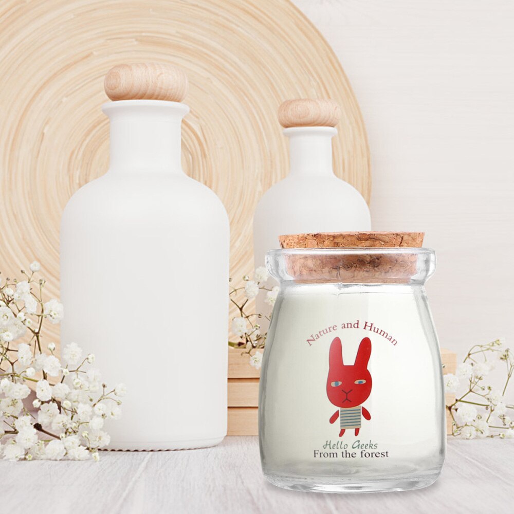 6PCS Yogurt Jars Clear Glass Pudding Jars With Lids Yogurt Glass Jar Container