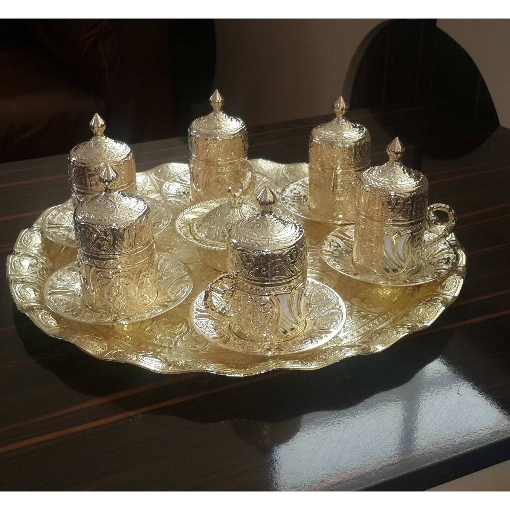 Service à café turc Motif Ottoman 6, personnalité, or