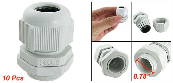 Uxcell 10 stk hvide plastik vandtætte kabelforskruninger  m20 x 1.5