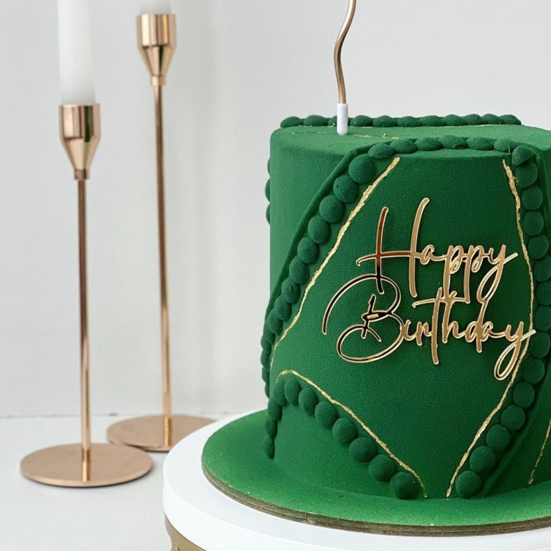 Ins novo feliz aniversário bolo toppers para o bebê crianças adulto festa de aniversário decoração do bolo ouro prata acrílico diy ferramentas de cozimento do bolo: CINZA-ESCURO