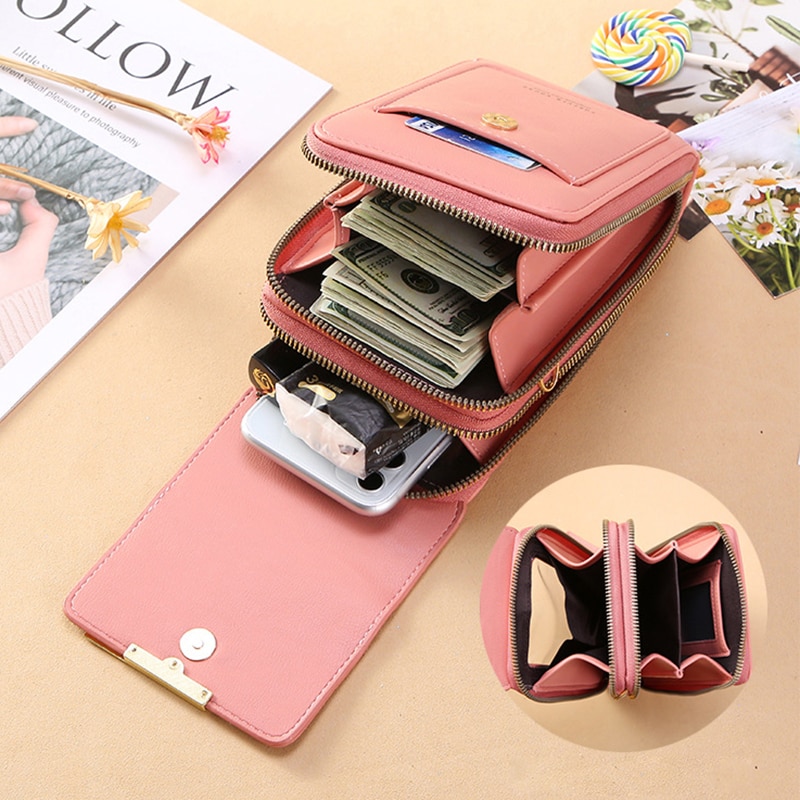 Solid Color PU Leather Crossbody Bags For Women Female Shoulder Simple Bag Lady Mini Touchable Phone Purses And Handbags