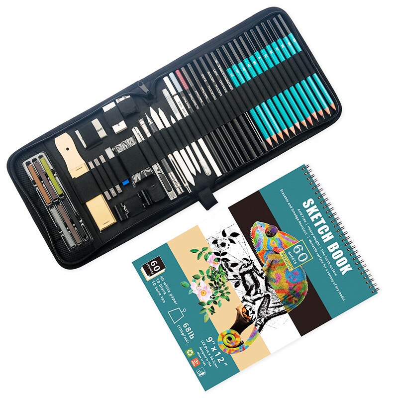 33/50-Piece Drawing &amp; Sketching Art Set - Ultimate Complete Artist Kit, Graphite and Charcoal Pencils &amp; Sticks, Pastels, Erasers