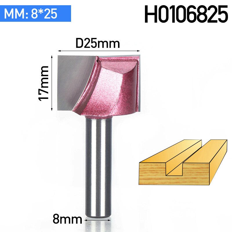 Huhao 1Pc Schacht 8Mm Cnc Reinigen Bodem Router Bit Houtbewerking Gereedschap Bits Voor Hout Dubbele Fluit Carbide Getipt endmill: 8x25mm