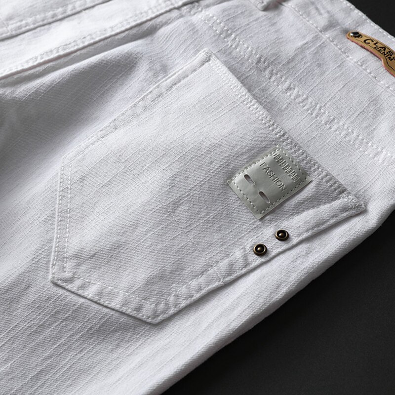 Klassieke Stijl Mannen Skinny Witte Jeans Mannen Katoen Casual Business Stretch Denim Broek Mannelijke Mode Broek 28-38