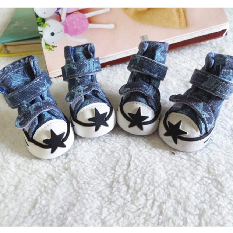 WLYANG-chaussures en tissu pour chien | Chaussures pour animaux de compagnie, bottes pour gros chien, 4 pièces/ensemble, rouge et bleu