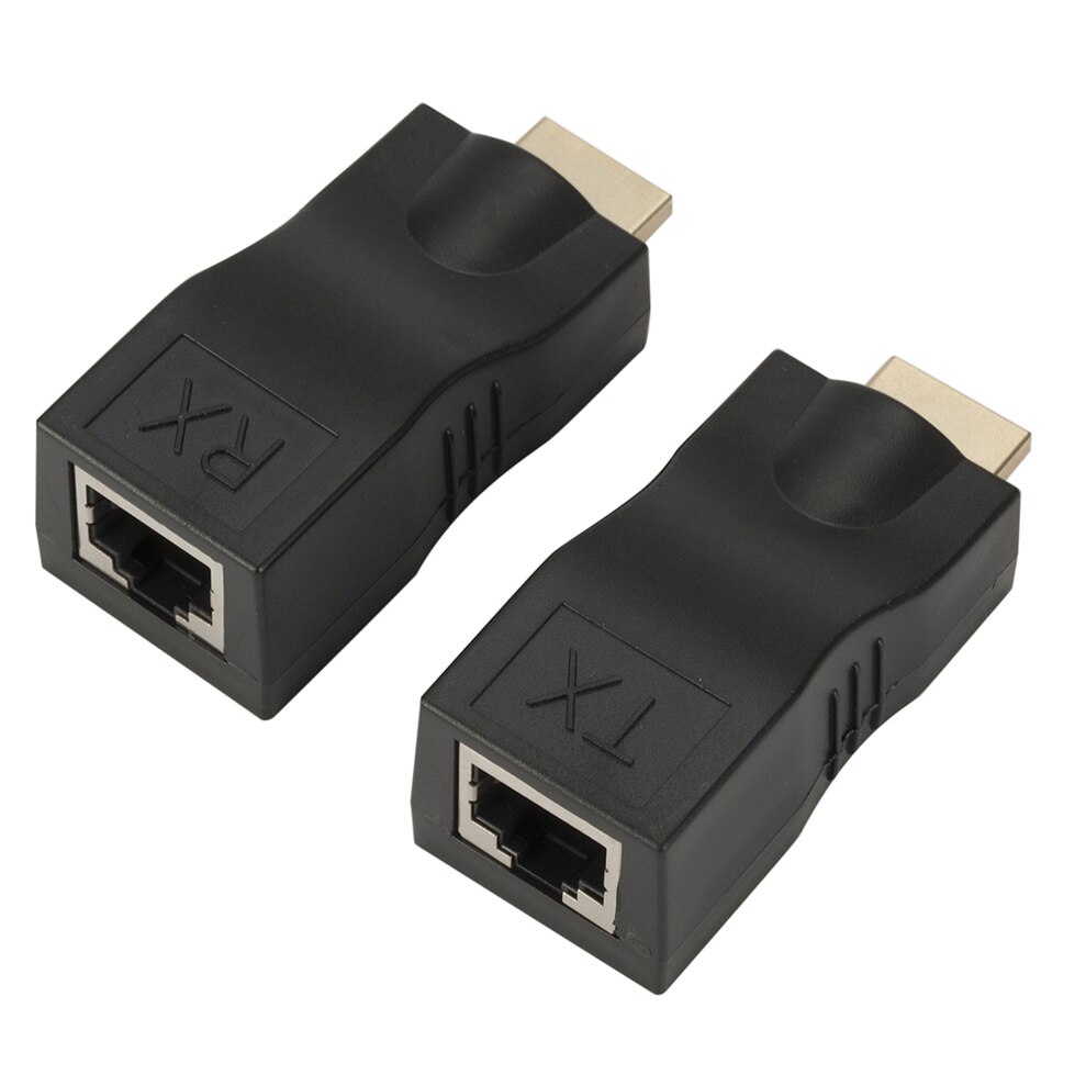 TQQLSS 4K HDMI-compatible Extender Extension up to 30m Over CAT5e / 6 UTP LAN Ethernet Cable RJ45 Ports LAN Network: black  A pair