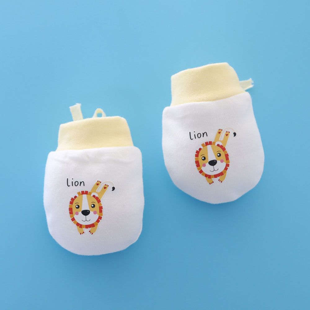 Baby Pflege Neugeboren Produkt Baby Fäustlinge Anti kratzen Kordelzug Handschuhe: Gelb Löwe