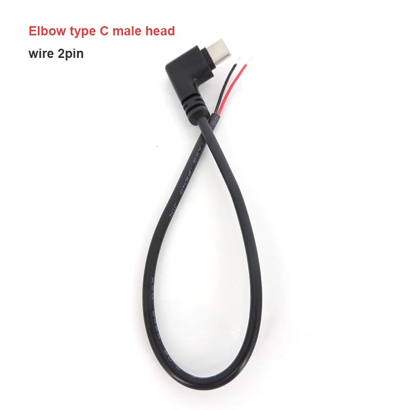 0.25M Draad 2 4 Pins Kern Usb 2.0 Type C Mannelijke Vrouwelijke Kabel Haakse Stekker Verlengstuk Diy Reparatie Data Opladen 25Cm U: Ivoor