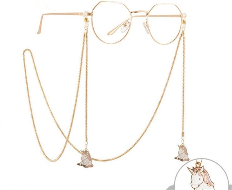 Lolita licorne pendentifs lunettes fille chaîne cos harajuku lunettes D029