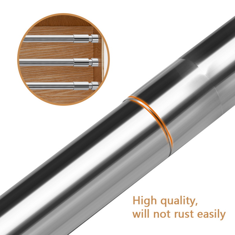 1pc rustfrit stål badeforhæng ploes udtrækkeligt fast hængestang justerbar fjederspændestangskinne til tøjhåndklæder