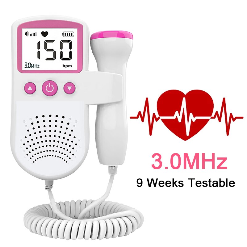 Foetale Hartslag Detector 3.0M Foetale Hartslag Geluid Tijdens Zwangerschap Ingebouwde Luidspreker Foetale Doppler Lcd-scherm 9 weken Thuis: Default Title