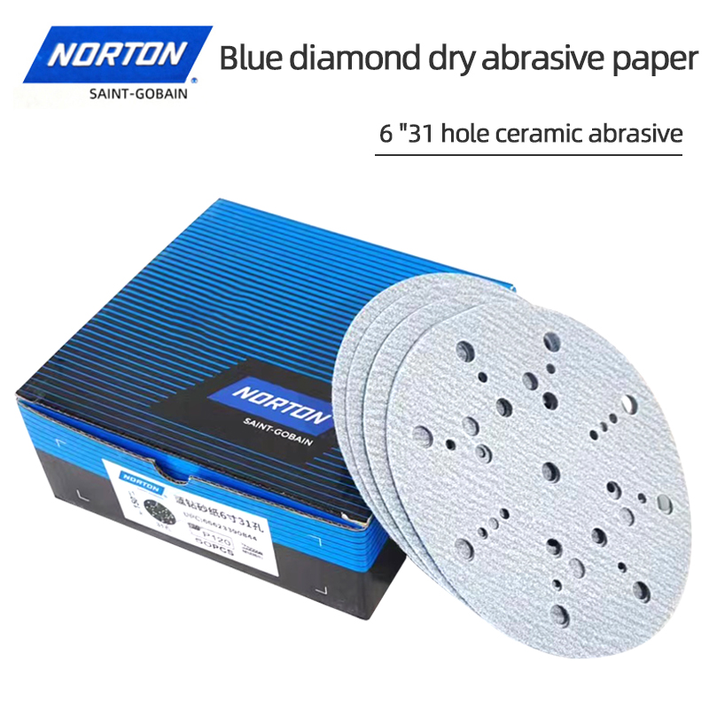 Norton blue diamond sandpapper 6 " 150mm 31-- hålsslipmaskin torrslipskiva bilslipning polering rund slipmedel