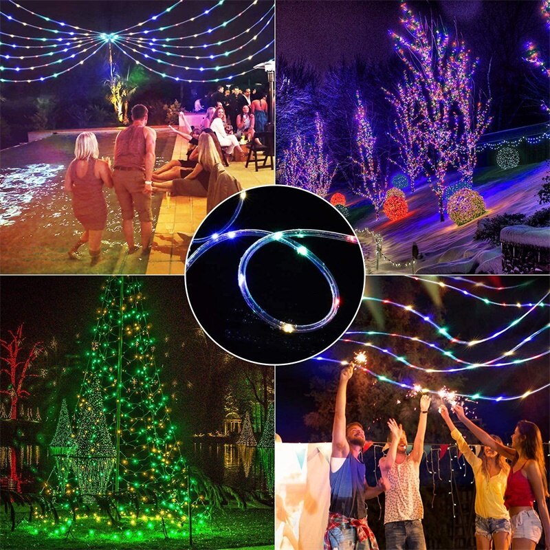 Led Solar Tube Lamps Fairy Neon Tube String Lights 7/12/22M For Year Christmas Street Solar Garden Outdoor Decoration IP65