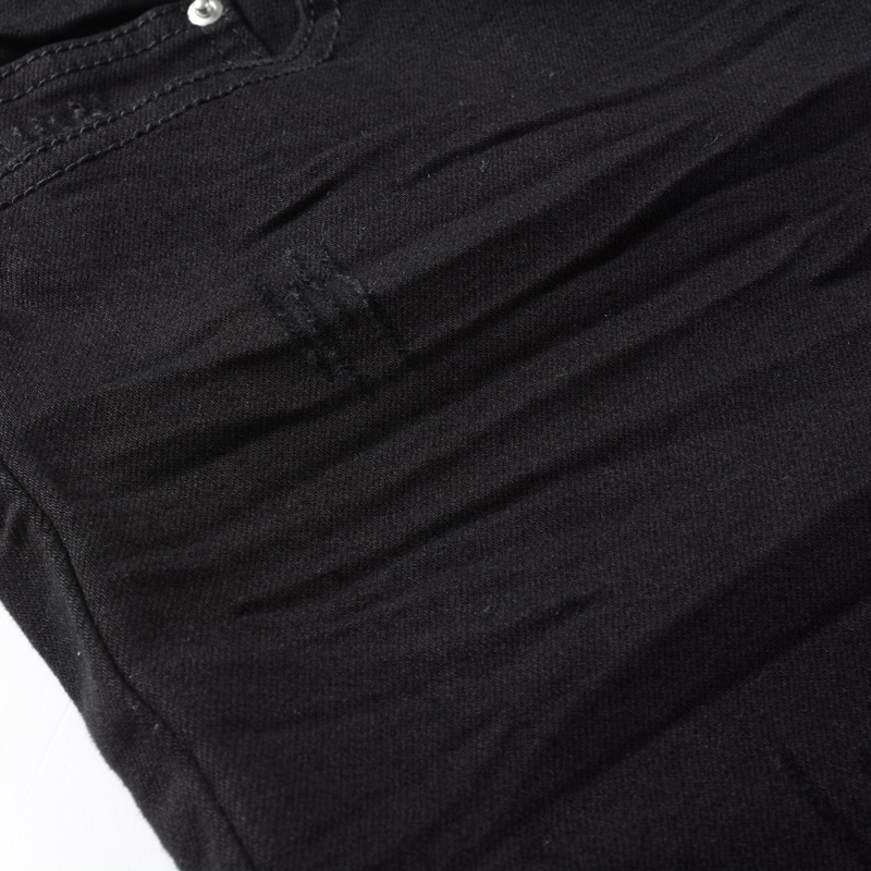 Streetwear Men Jeans Black Color Elastic Slim Fit Ripped Jeans Men Painted Hip Hop Stretch Denim Punk Pants