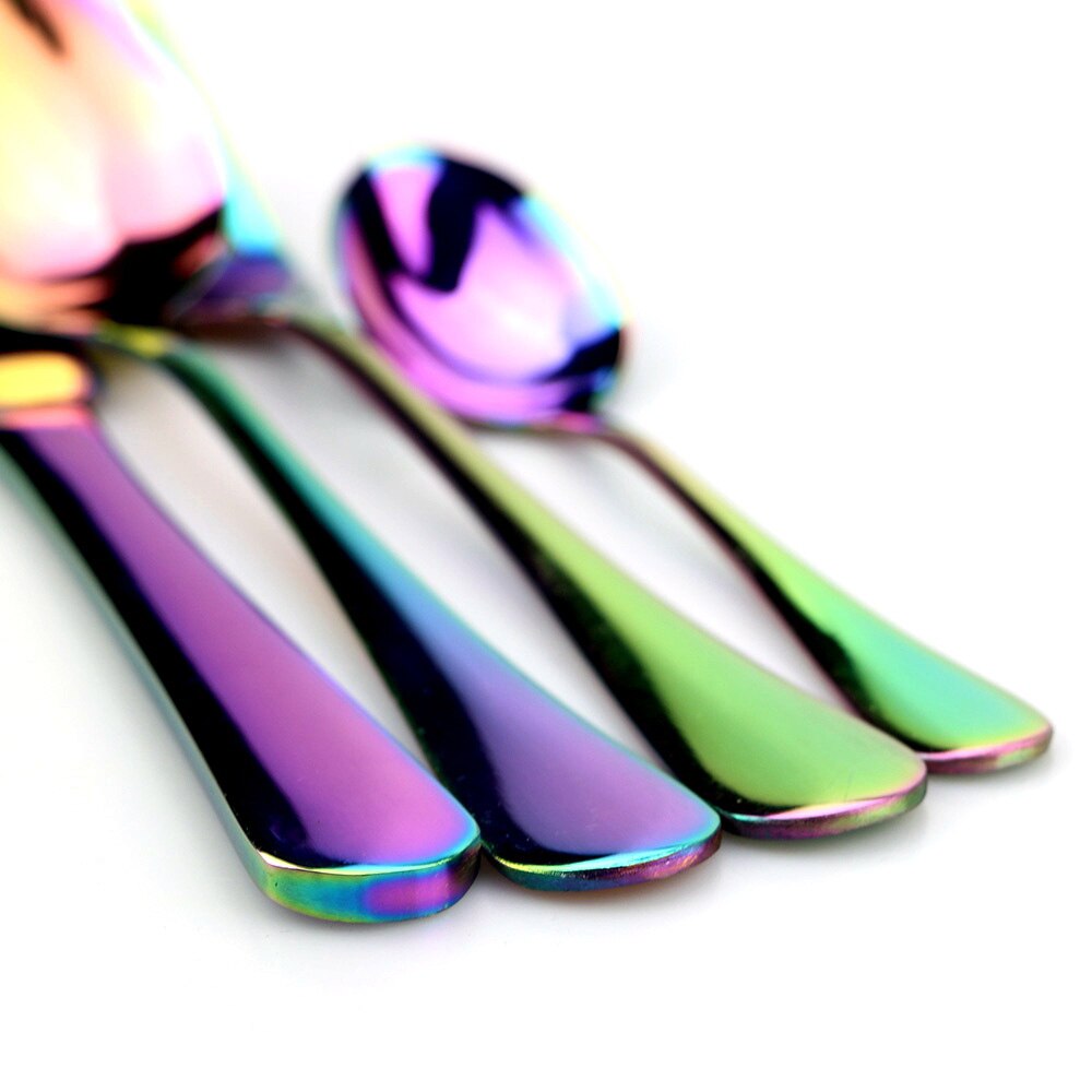 Creatieve Rvs Kleurrijke Bestek Set Regenboog Diner Set Reizen Servies Vork Mes Voor Bruiloft En Hotel 1 Pcs