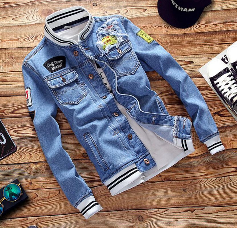 Spring Autumn Men Denim Jackets Casual Embroidery Lapel Single Breasted Jeans Jacket Men Slim Fit cowboy Outwear Jackets Coats