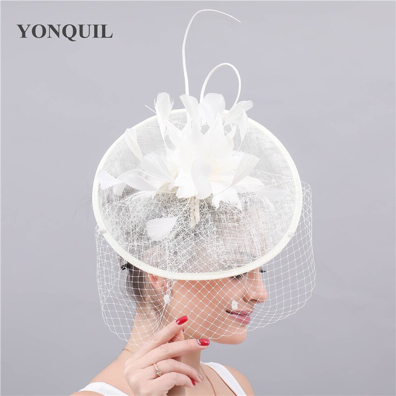 Smuk brud bryllup mesh hat fascinatorer kvinder chic hovedbeklædning tilsløring hovedbeklædning til gifte kvinder hovedbeklædning blomst