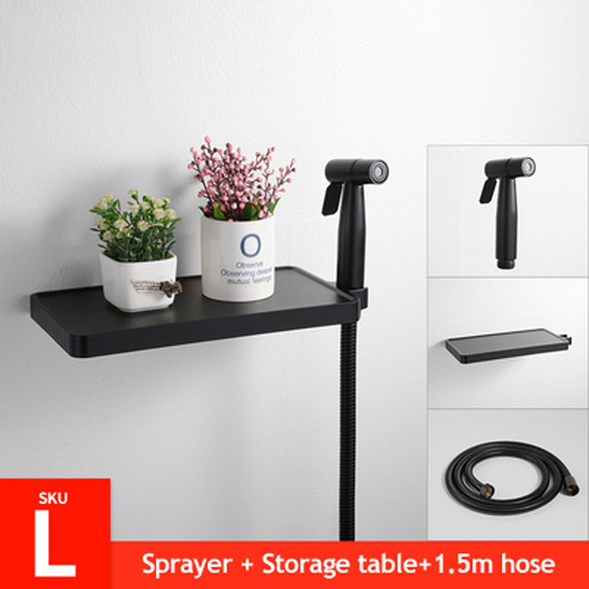 Ecofresh Handheld Toilet bidet sprayer set Kit Stainless Steel Hand Bidet faucet for Bathroom hand sprayer paper roll holder: L